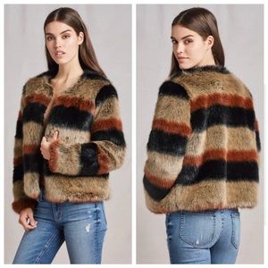 Revolve Tularosa Harkin Black & Brown Faux Fur Striped Jacket